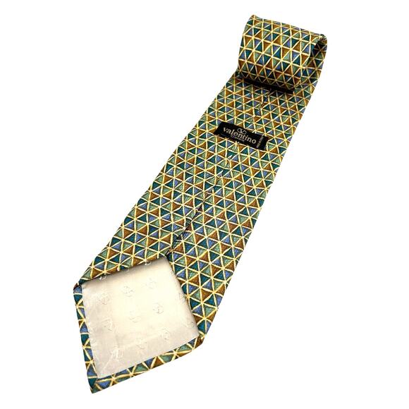 Valentino Silk Necktie Tie Tan Earth Tones Made in Italy - Picture 4 of 5